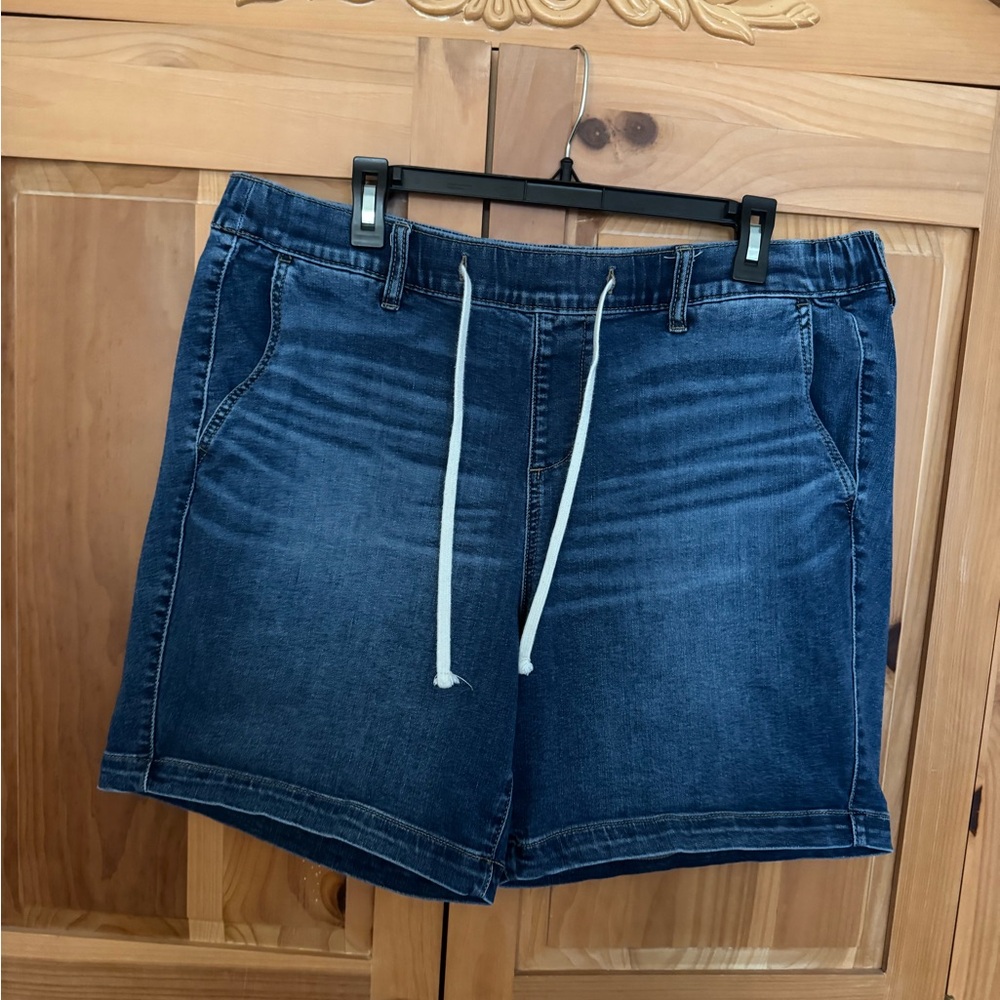 Torrid Dark Blue Denim Drawstring Waist Shorts